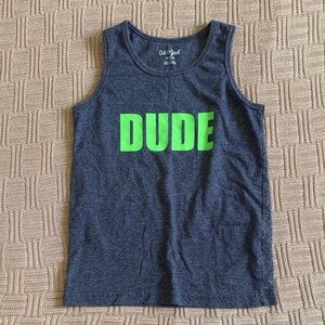 Cat & Jack Navy Tank Top with Bright Green DUDE Graphic